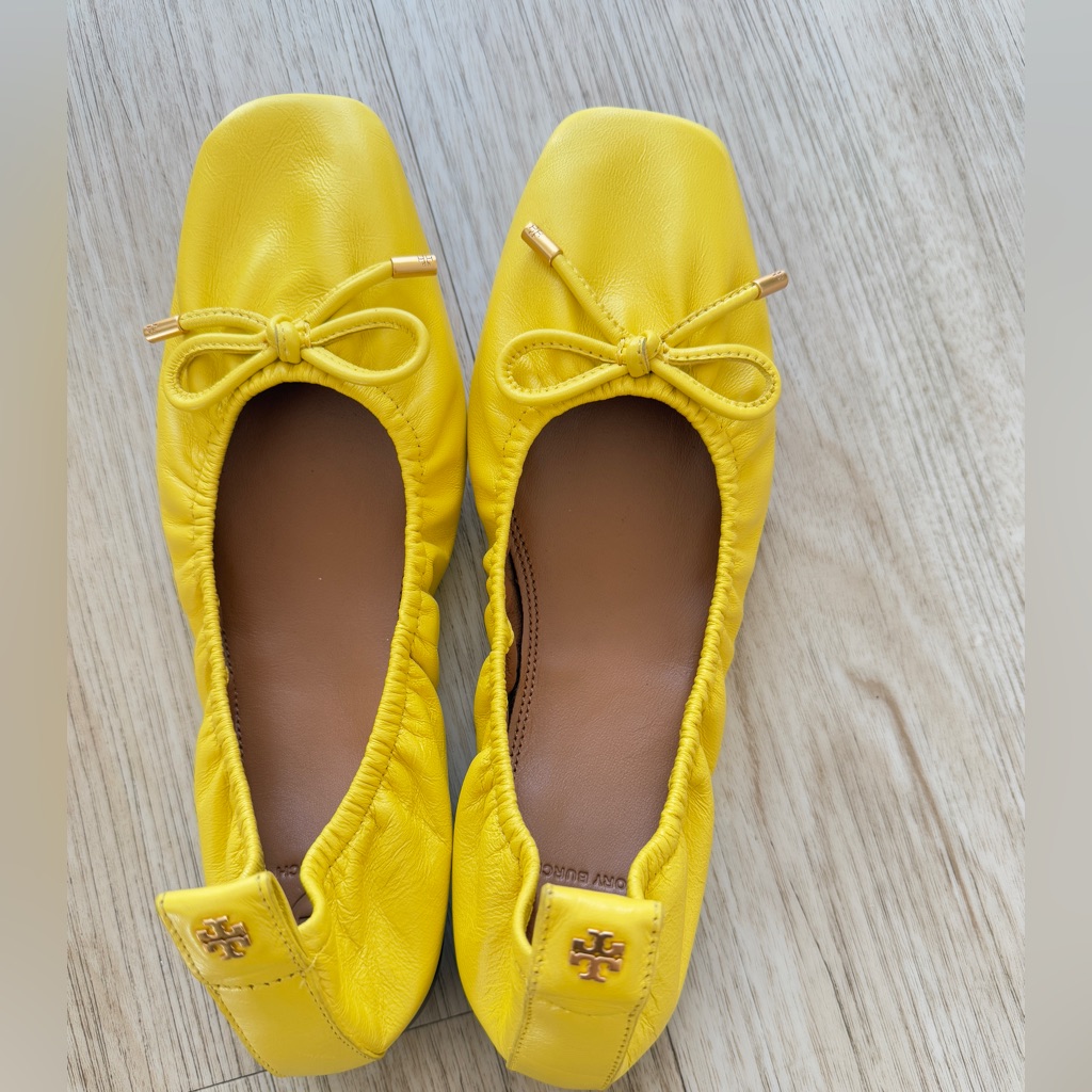 Tory Burch Yellow Leather Ballet Flats Size 38